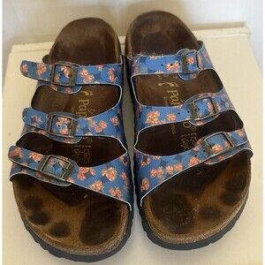 Papillio Birkenstock Blue Floral Triple Strap Sandals Women’s 9 EU 40 L9 M7